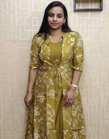 Vetican Silk Separatable Jacket Kurti (Lemon Green)