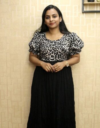 Georgette Animal Printed Gathered Frock ( Black White)