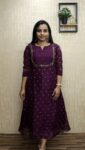 Crunchy Shimmer Georgette Designer Aline kurti (Wine)