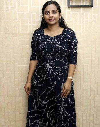 Rayon Printed Aline Feeding Kurti (Navy Blue)