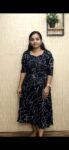 Rayon Printed Aline Feeding Kurti (Navy Blue)