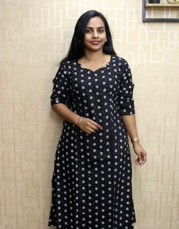 Vetican Silk Princess Cut Aline Kurti (Black)