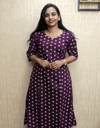 Vetican Silk Princess Cut Aline Kurti (Wine)