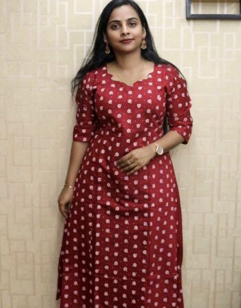 Vetican Silk Princess Cut Aline Kurti (Reddish Meroon)