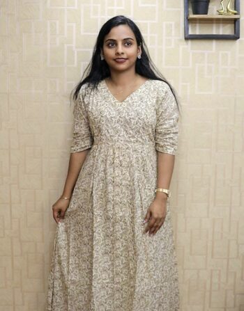 Cotton Printed Feeding Kurti (Cream Brown)