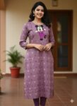 Casual Embroidered Slitted Kurti (Dark Mauve)