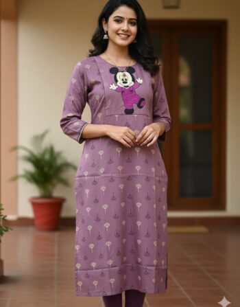 Casual Embroidered Slitted Kurti (Dark Mauve)