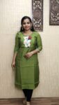Casual Embroidered Slitted Kurti (Green Teddy)
