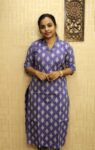 Kantha Cotton Slitted Kurti (Lavender)