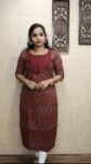 Pochampully Cotton Slitted Kurti (Meroon)