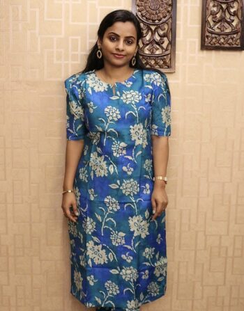 Vetican Silk Printed Cord Set (Royal - Sky Blue)