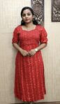 Rayon Cotton Smokey Frock (Red)
