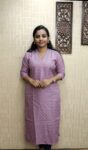 Printed Mixed Cotton Slitted Kurti (Purplish Lavender)