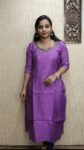 Slub Cotton Silk Handworked Slitted Kurti (Lavender)