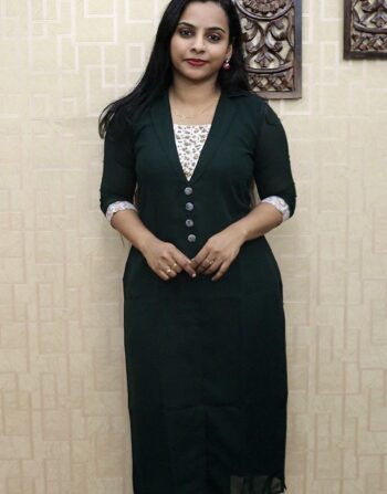 Georgette Western Model Slitted Kurti (Dark Green)