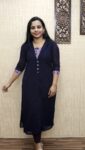 Georgette Western Model Slitted Kurti (Navy Blue)