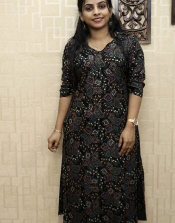 Rayon Printed Aline Cord Set (Black)