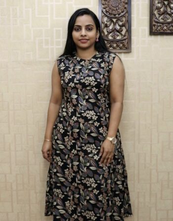 Rayon Printed Turtle Neck Cord Set (Black)