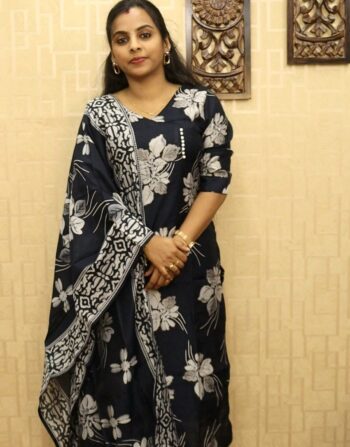 Berlin Silk Ready To Wear 3 Piece Set (Navy Blue)