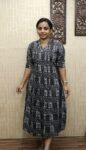 Kantha Cotton Aline Kurti (Black n White)