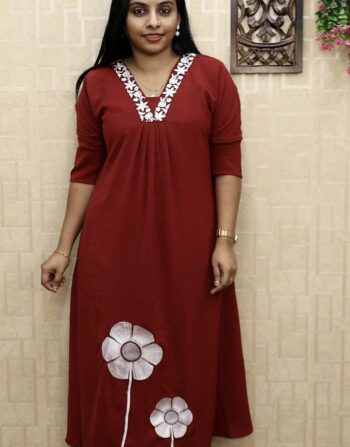 Premium Imported Lycra Aline Cord Set (Meroon)