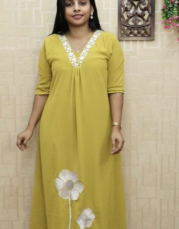 Premium Imported Lycra Aline Cord Set (Mustard Yellow)