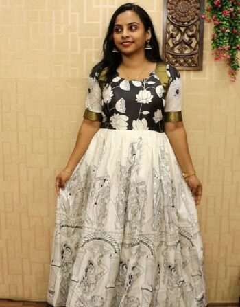 Semi Silk Long Pleated 
Gown