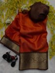 Orange And Brown Dola Silk Saree 🔴PREBOOKING 🔴