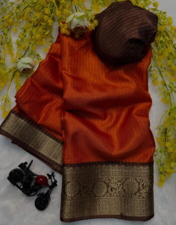 Orange And Brown Dola Silk Saree 🔴PREBOOKING 🔴