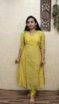 Partywear Mulchanderi Cord Set (Mustard Yellow)