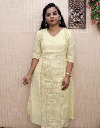 Partywear Mulchanderi Cord Set (Cream)