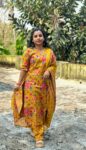 Cotton Floral Printed Slit Kurti With Bottom And Duppatta (Mustard Yellow)