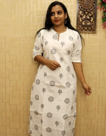 Easter Special White Kurti (Tree)