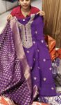 Partywear Slitted Kurti With Banarasi Duppatta and Bottom (Violet)