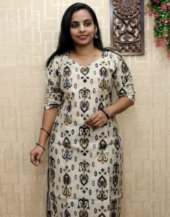 Vetican Silk Printed Slit Kurti (Chikku Print 1)