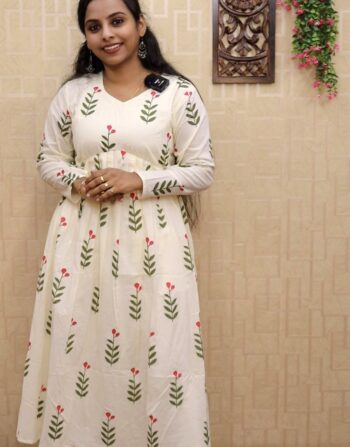 Pink Blossom Full Sleeve Aliya Kurti (pink Green)