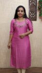 Vichitra Silk Handworked Slit Kurti (Onion Pink)