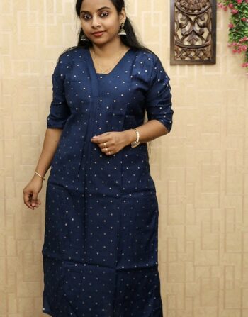 Vetican Silk Chungidi Printed Cord Set (Dark Peacock Blue)