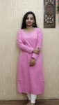 Cotton Full Sleeve Slit Kurti (Pink Small)