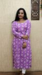 Cotton Full Sleeve Slit Kurti (Lavender Big)