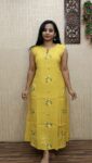 Mul Chanderi Aline Kurti (Mustard Yellow)