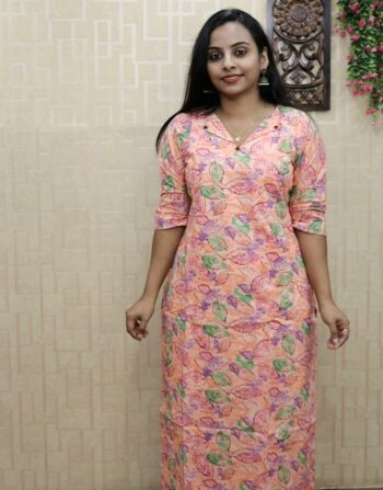 Printed Cotton Cord Set (Peach)