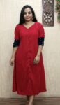 Velvet Aline Kurti (Pink)