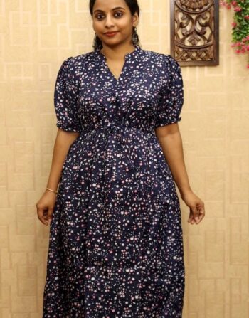 Delta Printed Frock (Navy Blue)