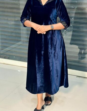 Velvet Designer Aline Kurti (Navy Blue)