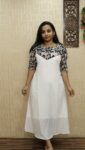 Vichitra Silk Aline Kurti (Milky White)