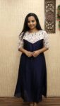 Vichitra Silk Aline Kurti (Navy Blue)