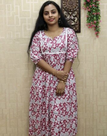 Rayon Cotton Cord Set (Dark  Pink)