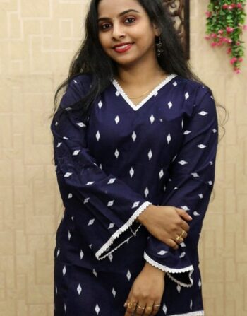 Cotton Short kurti (Navy Blue)