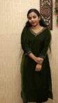 Velvet Handworked Slit Kurti (Mehandi Green)